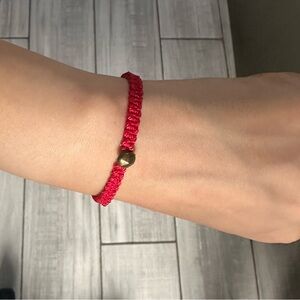 Red Braided Bracelet with Gold Accent